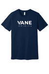 Navy tee with White VANE SPIRITS logo