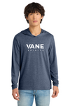 VANE Spirits DM139 NvyFrost, full white VANE SPIRITS wordmark at front center, on model