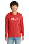 VANE Spirits DM139 RedFrost, full white VANE SPIRITS wordmark at front center, on model