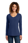 SanMar Port and Company LPC450VLS women's long sleeve V-neck in Team Navy