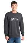VANE Spirits PC098 Coal, full white VANE SPIRITS wordmark at front center, on model