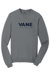 VANE Spirits Beach Wash Crewneck in Pewter with navy VANE SPIRITS wordmark at front center