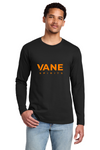 VANE Spirits PC450LS JetBlack, full orange VANE SPIRITS wordmark at front center, on model