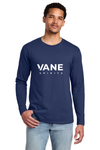 VANE Spirits PC450LS TeamNavy, full white VANE SPIRITS wordmark at front center, on model